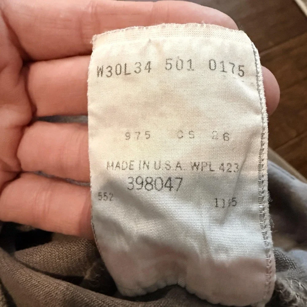 VTG Levis 501 Jeans Mens 30x33 Gray Button Fly Straight Denim USA FLAW Grunge